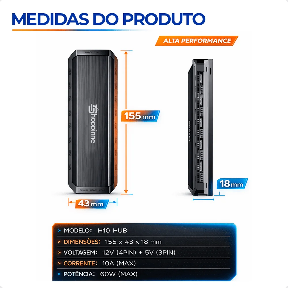Controlador De Fan Led Argb 10 Fans + Velocidade Pwm 6