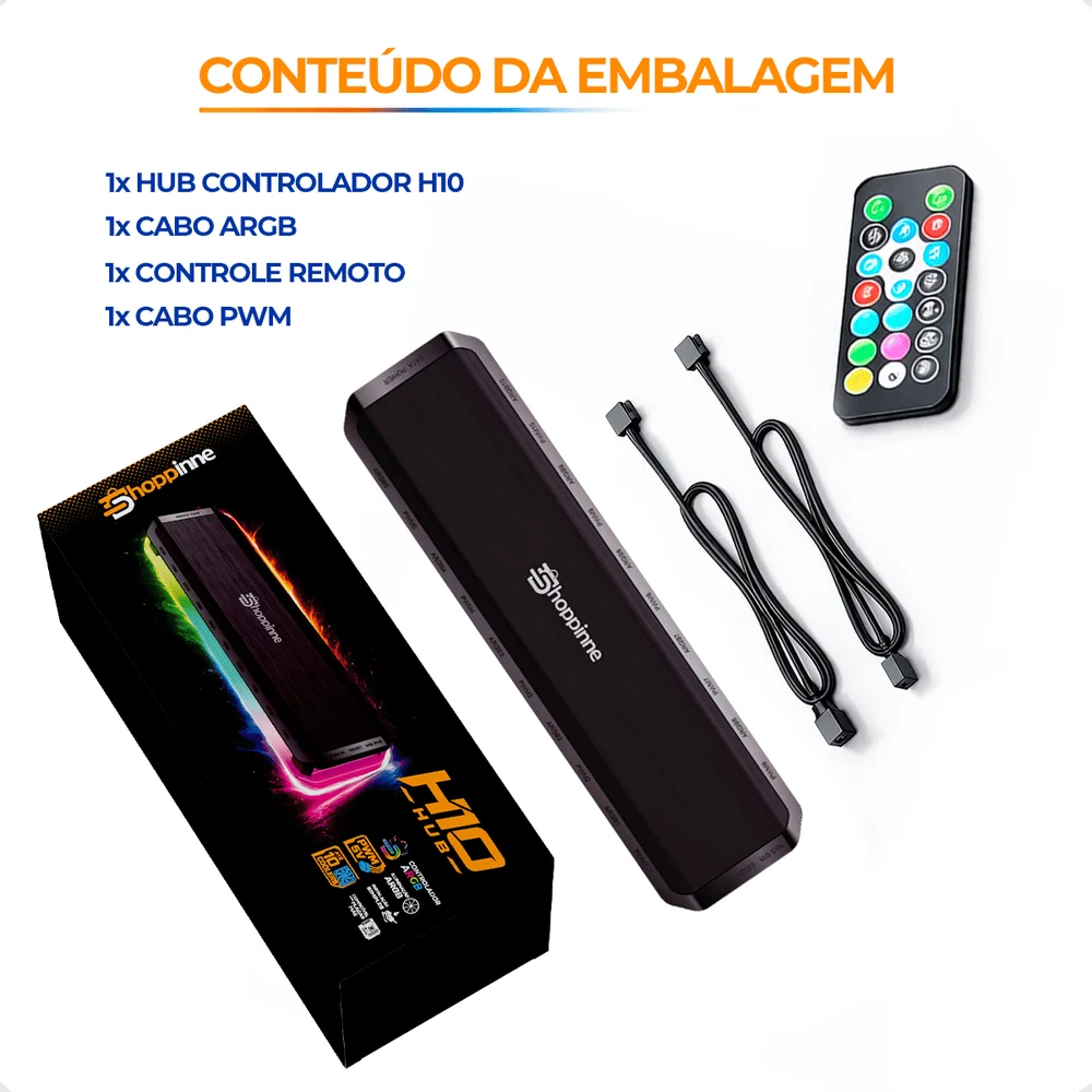 Controlador De Fan Led Argb 10 Fans + Velocidade Pwm 8