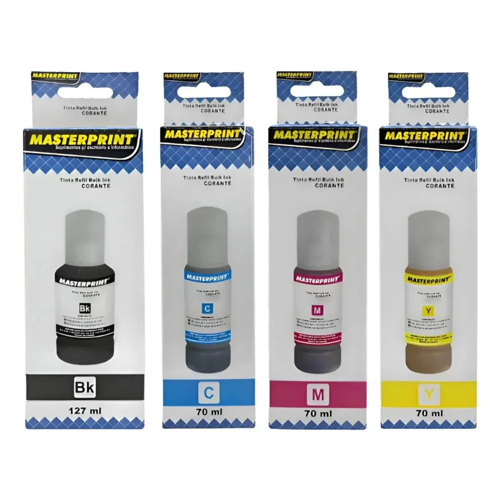 Kit 4x Tintas Masterprint T544 Compatível Série L3150 3250 Kit 4x Tintas Masterprint T544 Compatível Série L3150 3250