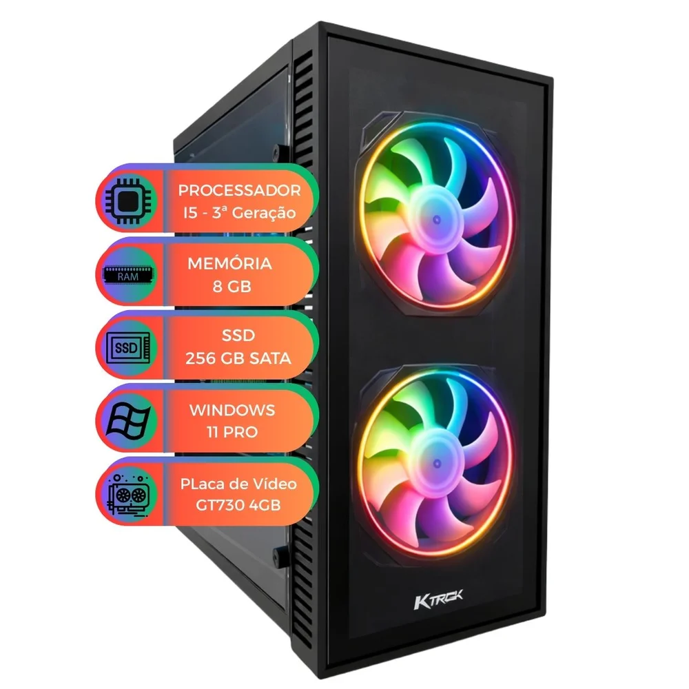 PC Gamer i5 3ª Geração 8GB SSD 256gb Gpu Gt730 4gb WINDOWS 11