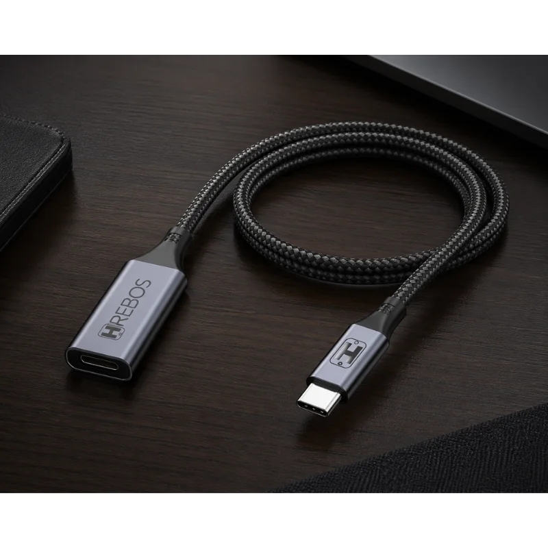 Imagem 3 de 5 do produto Cabo Extensor Usb 2 Metros Hrebos Cb-708c Preto Reforçado Alta Velocidade Turbo Dados E Carregamento