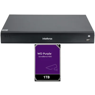 Gravador De Vídeo Nvd 1516-p Intelbras 16 Canais Poe Hd 1TB Purple