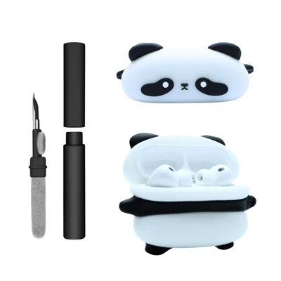 Kit Limpador Para Fones E Capa Protetora Nerdcase Compatível Com Airpods Pro 3, Panda
