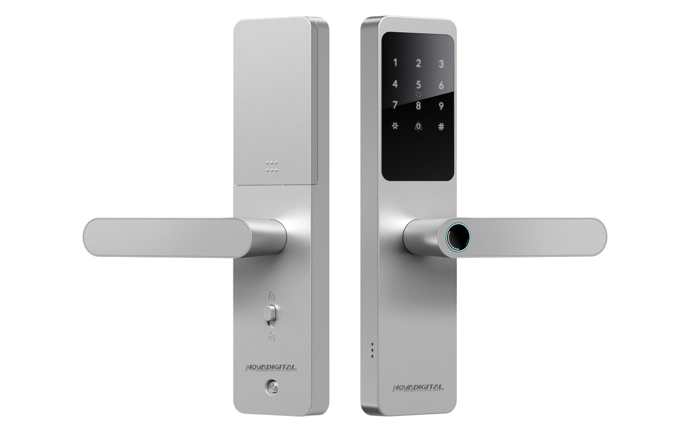 Fechadura Wifi De Embutir Abertura Biometria Senha Tag Chave App Novadigital Prata