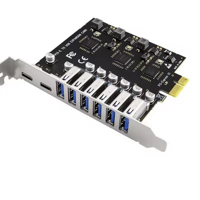 Placa PCi-e X1 8 Portas Usb 3.2 Gen1 5gbps Tipo-a/tipo-c