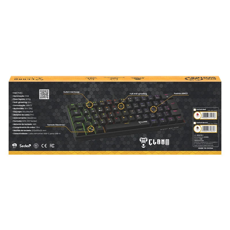 Imagem 2 de 5 do produto Teclado Mecânico 60% Night Walker V-ii Switch Brown | Software Próprio | Hot Swap