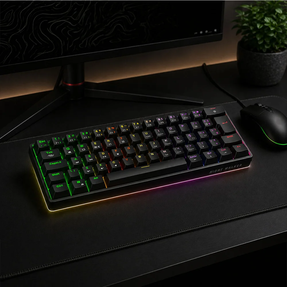 Imagem 4 de 5 do produto Teclado Mecânico 60% Night Walker V-ii Switch Brown | Software Próprio | Hot Swap