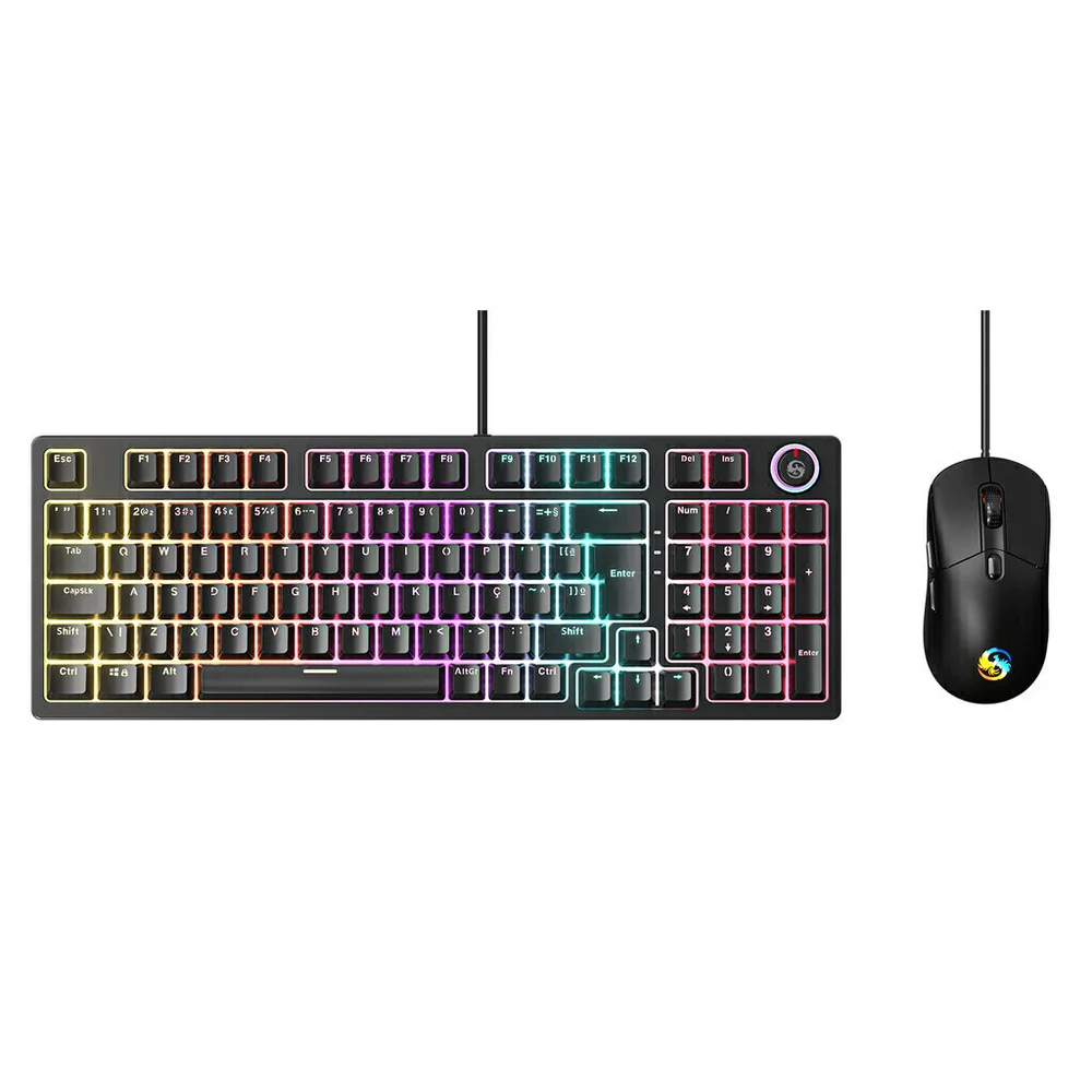 Imagem 4 de 5 do produto Kit Teclado Mecânico E Mouse Gamer RGB 7200 Dpi Switch Red Fire Phoenix Bk-08 Preto