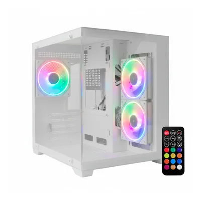 Gabinete Gamer RGB com 3 Fans | Lateral em Vidro | Suporte M-ATX/Mini-ITX | Até 330mm GPU