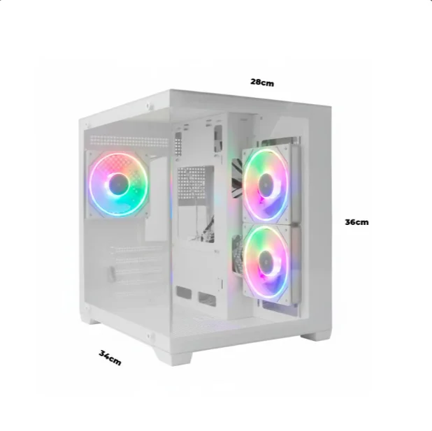 Imagem 2 de 5 do produto Gabinete Gamer RGB com 3 Fans | Lateral em Vidro | Suporte M-ATX/Mini-ITX | Até 330mm GPU