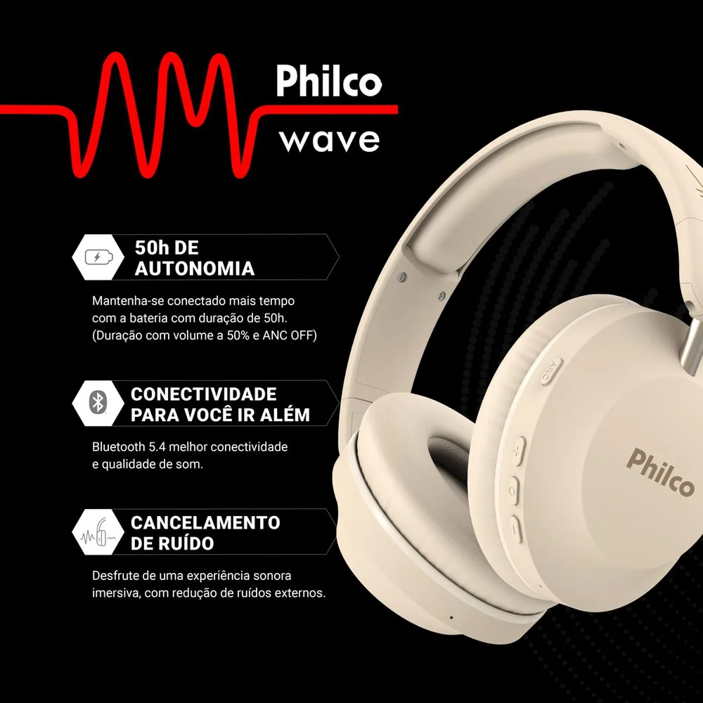 Imagem 3 de 5 do produto Fone De Ouvido Philco Wave Bluetooth 5.4 Pfo09g