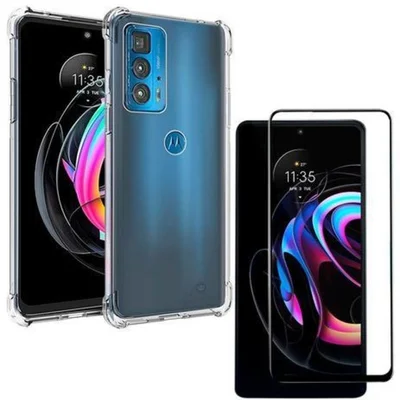 Kit Capa Silicone Para Moto Edge 20 Pro + Pelicula De Vidro 3d