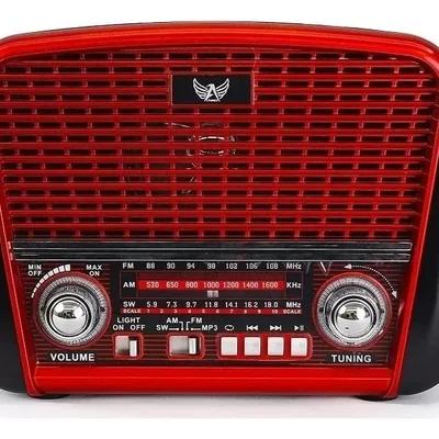 Competindo  Rádio Retro Lehmox Les-j107 Bluetooth Usb Sd Am Fm Sw Recarregável Vermelho-marrom