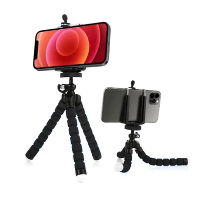 Mini Tripe Flexivel De Mesa 17cm Para Celular Preto