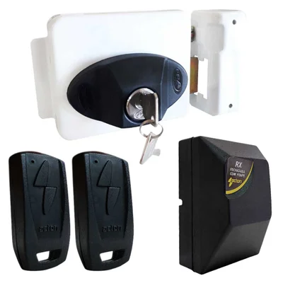 Kit Fechadura Traver 90 42mm Portão Social Abertura Por Controle Remoto