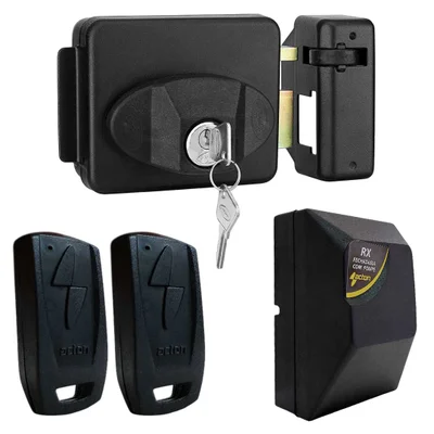 Kit Fechadura Traver 90 42mm Portão Social Abertura Por Controle Remoto