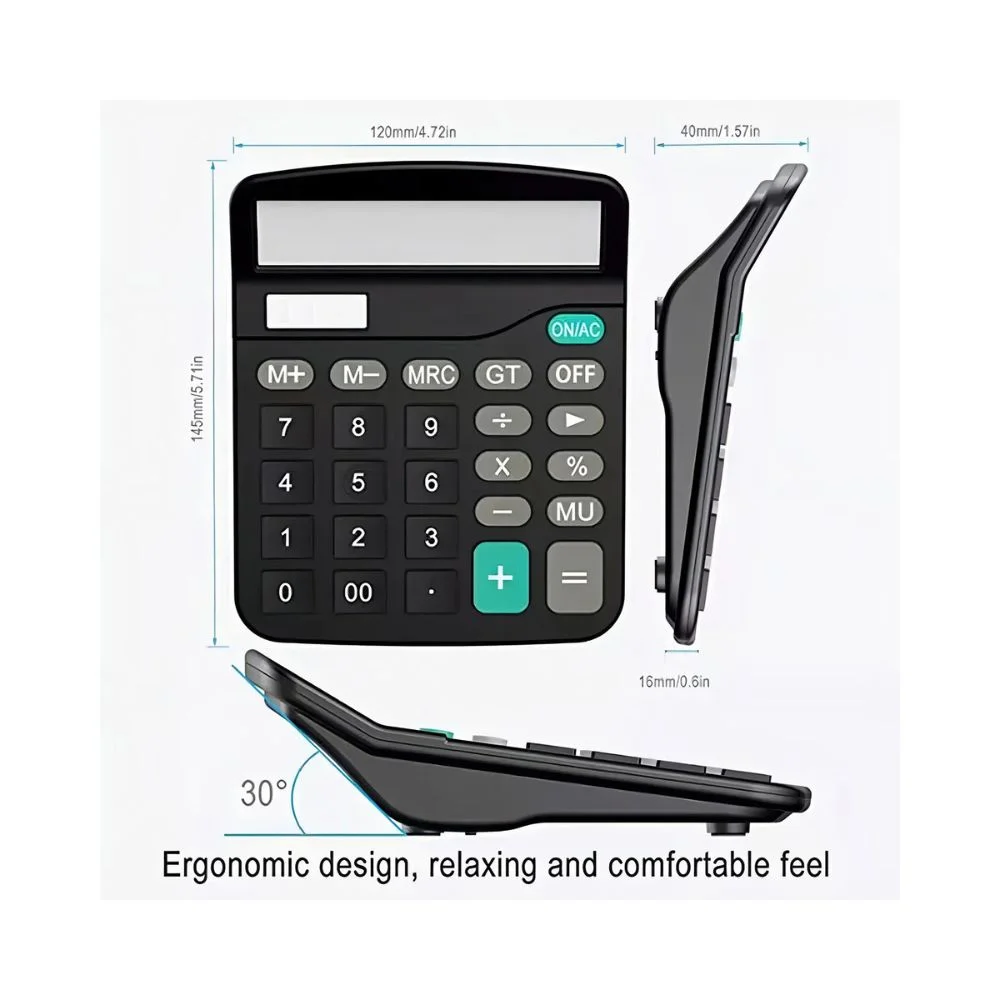 Imagem 3 de 4 do produto Calculadora De Mesa Eletronica 12 Digitos Display Grande Preta Kk-837b
