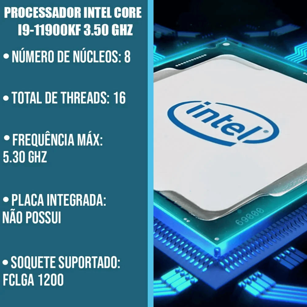 Imagem 2 de 5 do produto Processador Intel Core Unlocked i9-11900KF 11ª Geração 5.3GHz LGA1200