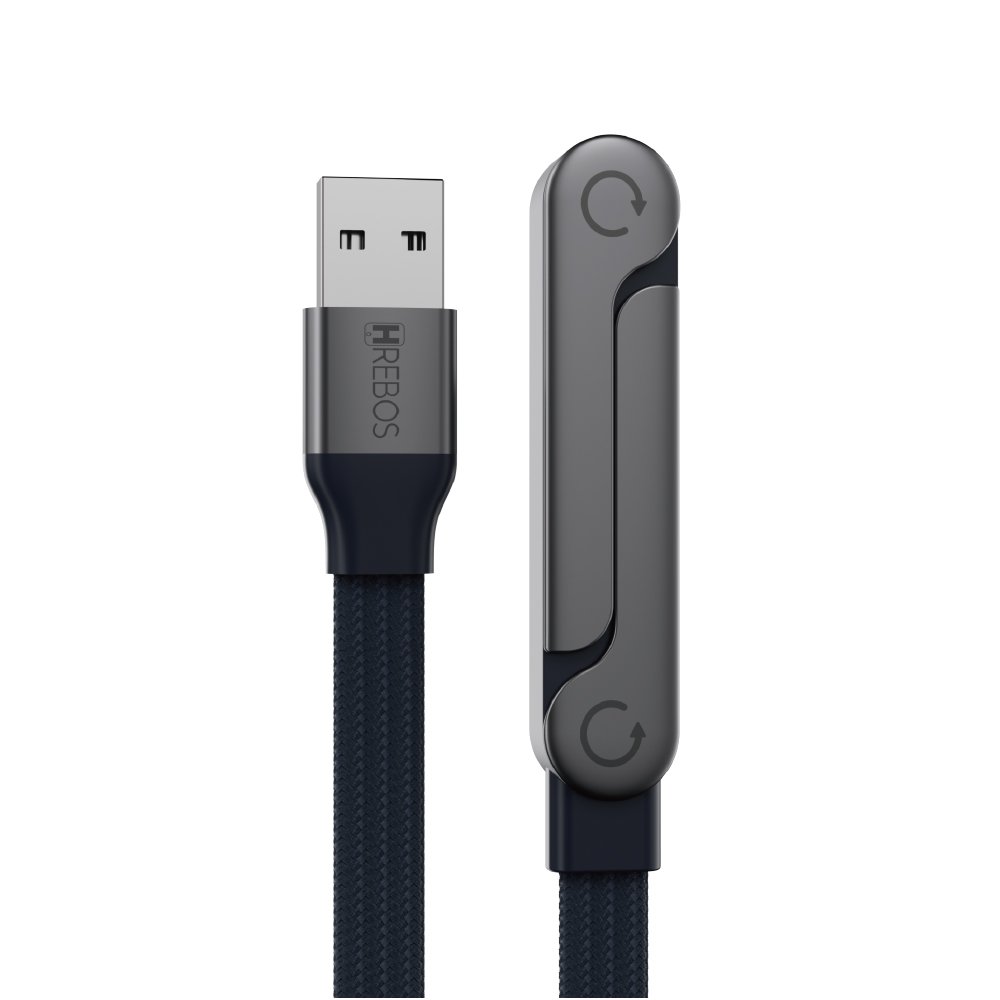 Cabo Usb Tipo C 90º Turbo Ultra Rápido 100w 1,5m  C/suporte