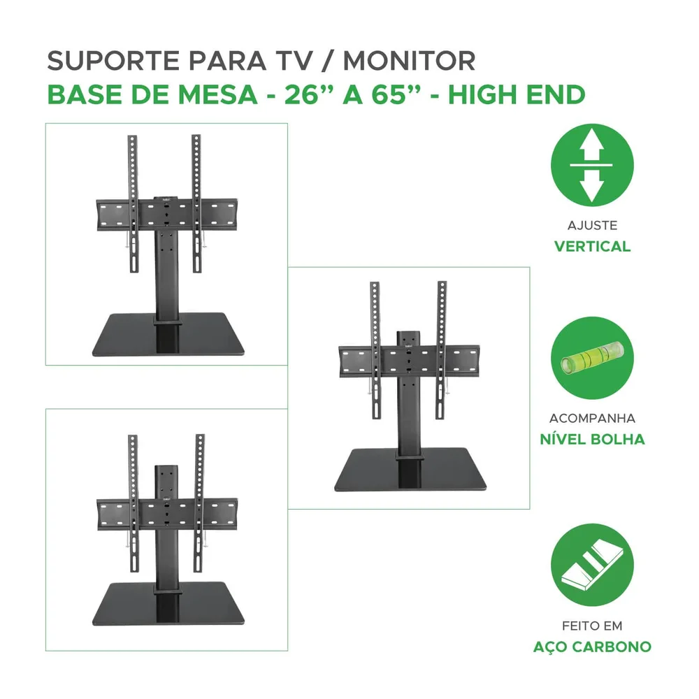Imagem 2 de 5 do produto Suporte Tv/monitor Multifuncional Ajustável - 26 "a 65" Mesa