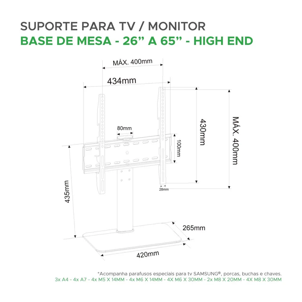 Imagem 4 de 5 do produto Suporte Tv/monitor Multifuncional Ajustável - 26 "a 65" Mesa