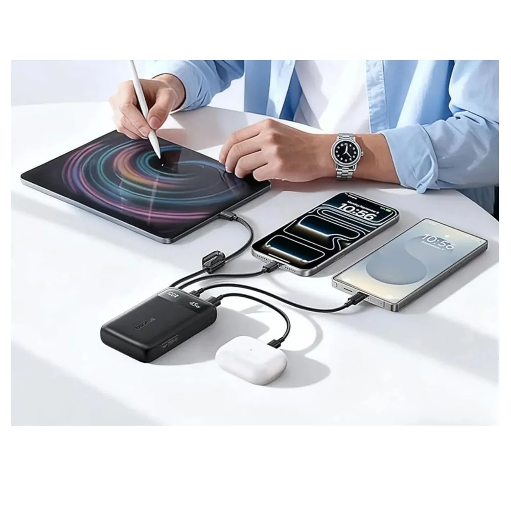 Imagem 4 de 5 do produto Cargador Portatil Powerbank Baseus Enerfill Fc11 22.5w 20.000mah 1 Cabo Usb-c 1 Cabo Lightning Bege