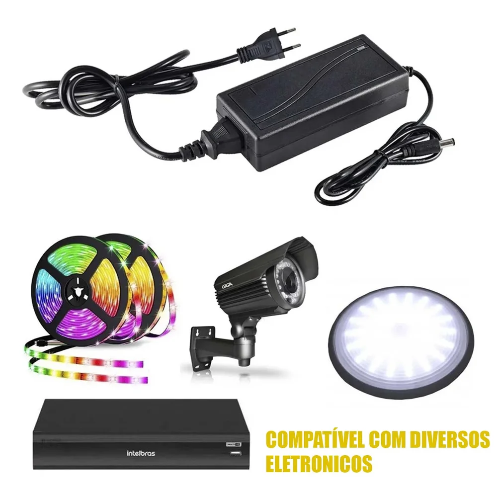 Fonte 12v 5a 60w Bivolt Plug P4 Fita LED Camera Cftv Monitor Fonte 12v 5a 60w Bivolt Plug P4 Fita LED Camera Cftv Monitor