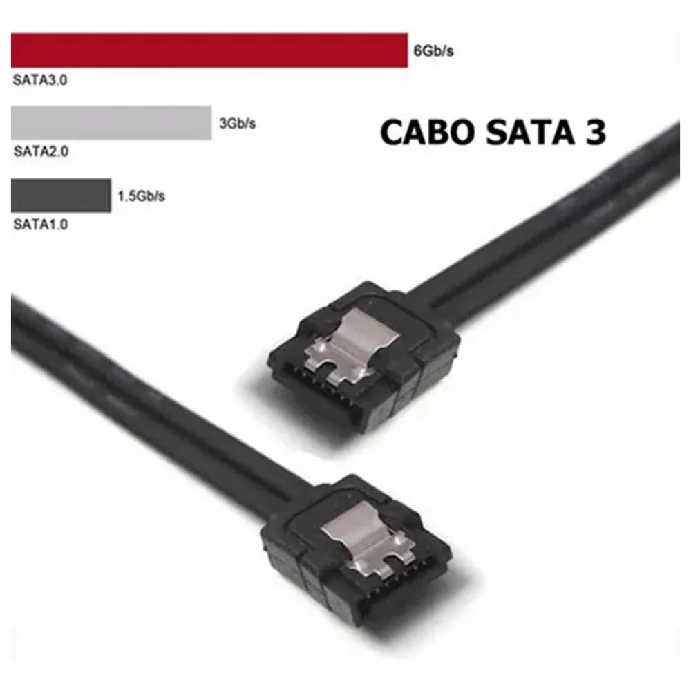 Cabo De Dados Para Hd Sata 3 E SSD 3.0 6gbps Preto 6