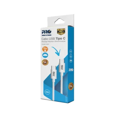 Cabo Carregador Tipo C X Tipo C 3.0a 1m Causb-100cc Branco Proeletronic