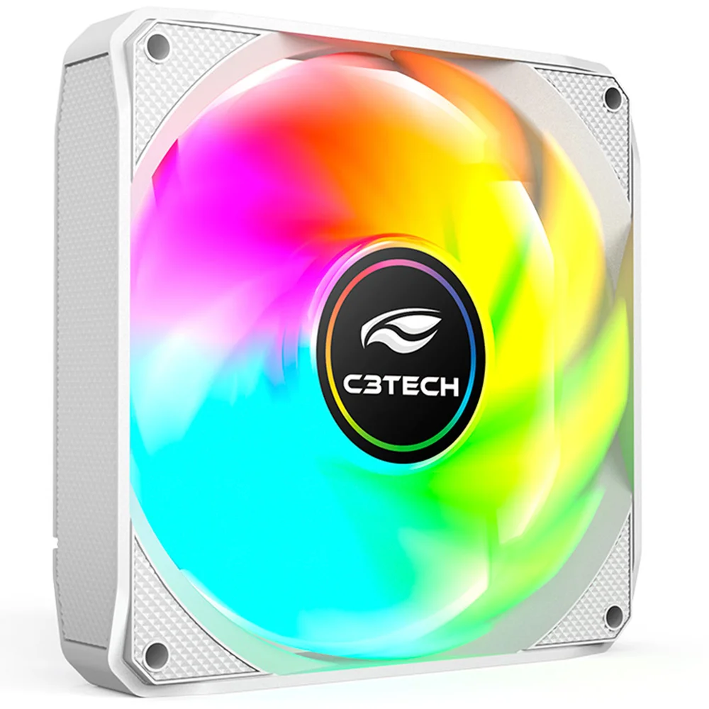 Cooler Fan RGB C3tech F9-l180whm, 120mm, 1200 Rpm, 9 Lâminas, Molex 4 Pinos, Silencioso - Branco 4