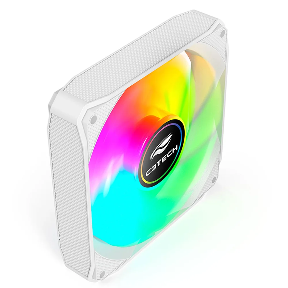 Cooler Fan RGB C3tech F9-l180whm, 120mm, 1200 Rpm, 9 Lâminas, Molex 4 Pinos, Silencioso - Branco 5