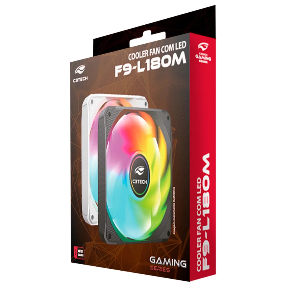 Cooler Fan RGB C3tech F9-l180whm, 120mm, 1200 Rpm, 9 Lâminas, Molex 4 Pinos, Silencioso - Branco 6