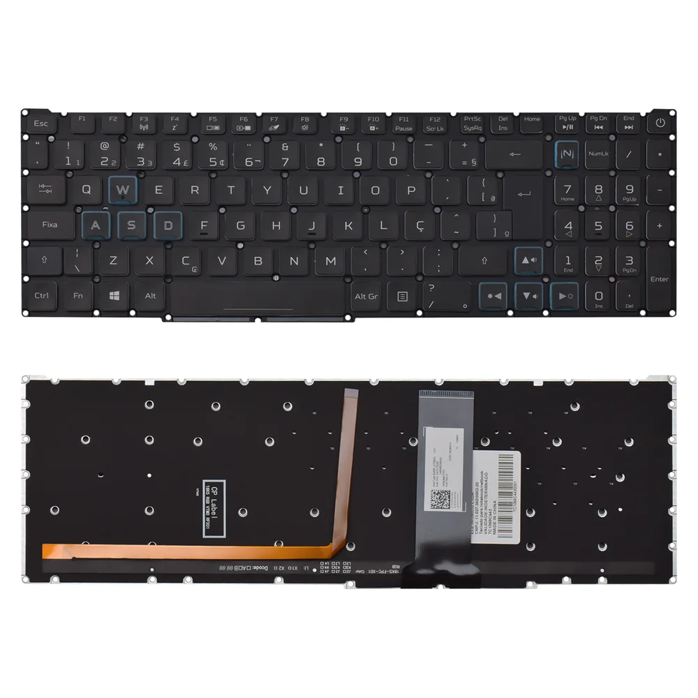 Teclado Para Notebook Acer Nitro 5 An515-43 Azul Abnt2 Preto Teclado Para Notebook Acer Nitro 5 An515-43 Azul Abnt2 Preto