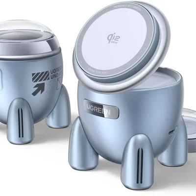 Ugreen Carregador Sem Fio Magnético Indução Qi2 25w (2 Em 1) Compatível Magsafe Iphone 17 Air Plus Pro Max 16 15 14 13 12 Airpods Pro,