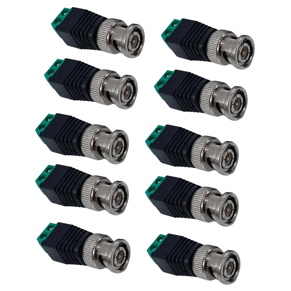 Imagem 2 de 4 do produto Kit 10 Conectores Bnc Macho Ballun Para Câmera De Segurança