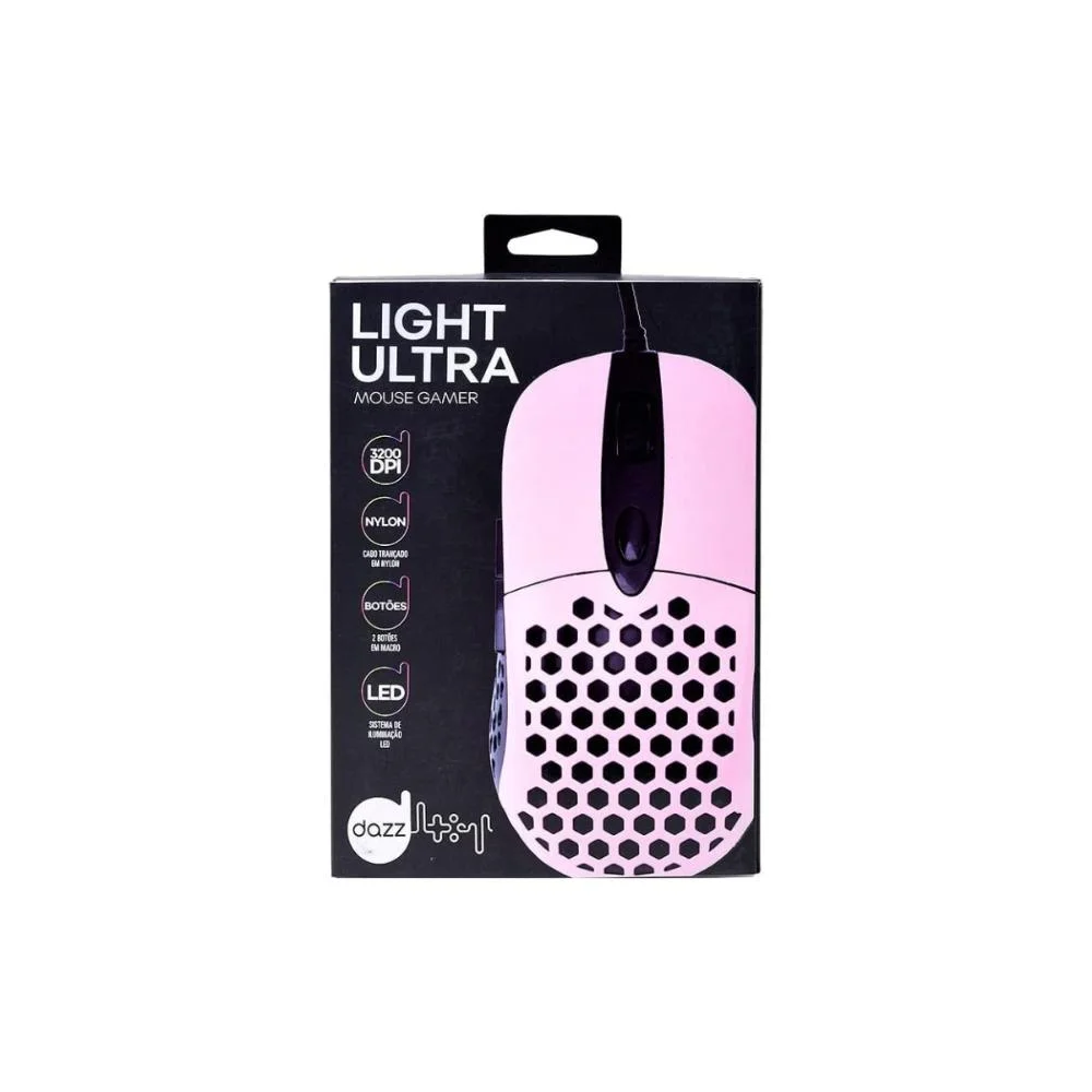 Imagem 4 de 4 do produto Mouse Gamer Dazz Light Ultra 3200 Dpi Rosa P/ PC E Notebook
