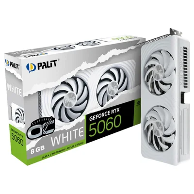 Placa De Video Palit Nvidia Geforce RTX 5060 White Oc, 8GB, Gddr7, Dlss, Ray Tracing, Ne75060u19p1-gb2063m