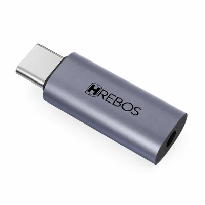 Adaptador Otg Usb-c Macho Para P3 Fêmea | Áudio Hi-fi  Hrebos Premium Ad-504c |com Alta Compatibilidade Cor Cinza