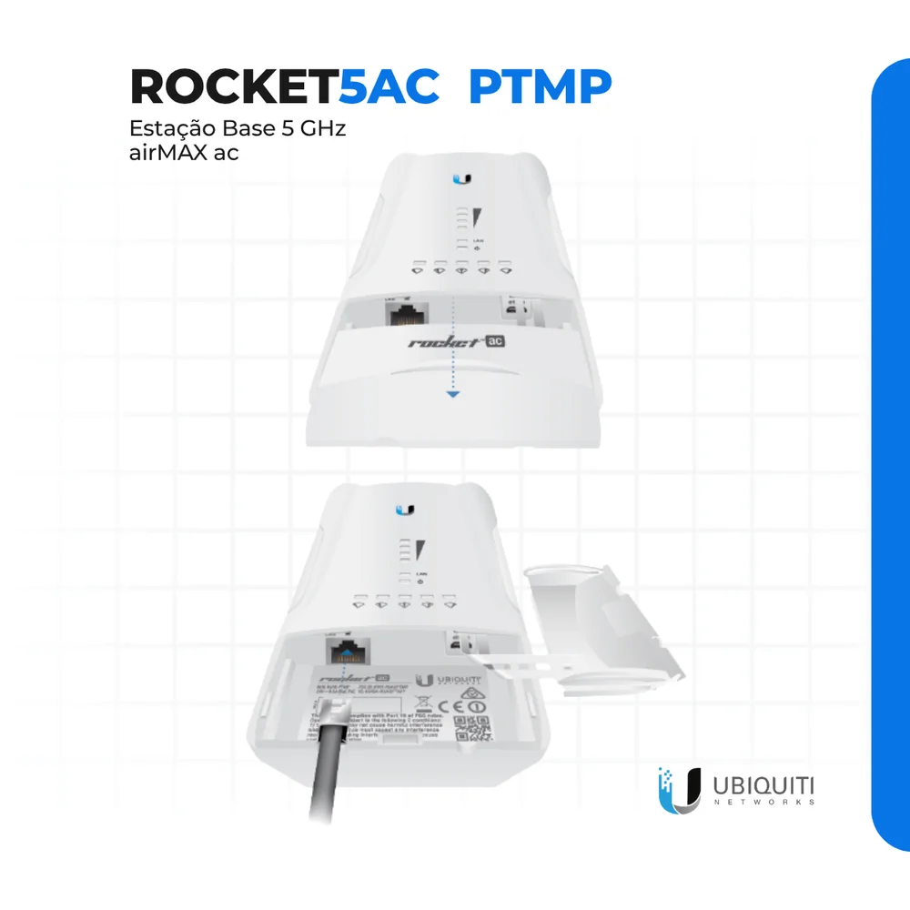 Imagem 3 de 5 do produto Access Point Ubiquiti Rocket R5ac-lite Airmax Ac Ptmp 5ghz Gigabit Poe Com 2 Rp-sma Para Uso Externo