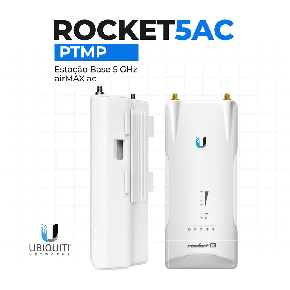 Imagem 5 de 5 do produto Access Point Ubiquiti Rocket R5ac-lite Airmax Ac Ptmp 5ghz Gigabit Poe Com 2 Rp-sma Para Uso Externo