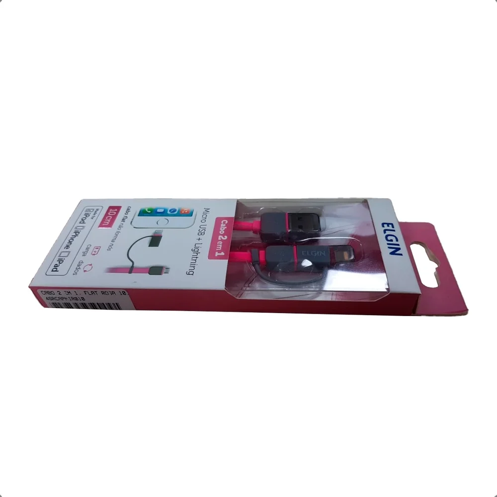 Imagem 3 de 5 do produto Cabo 2 Em 1 - Lightning E Micro Usb - 10cm Rosa - 46rcapmir010