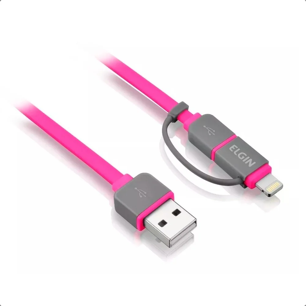 Imagem 4 de 5 do produto Cabo 2 Em 1 - Lightning E Micro Usb - 10cm Rosa - 46rcapmir010