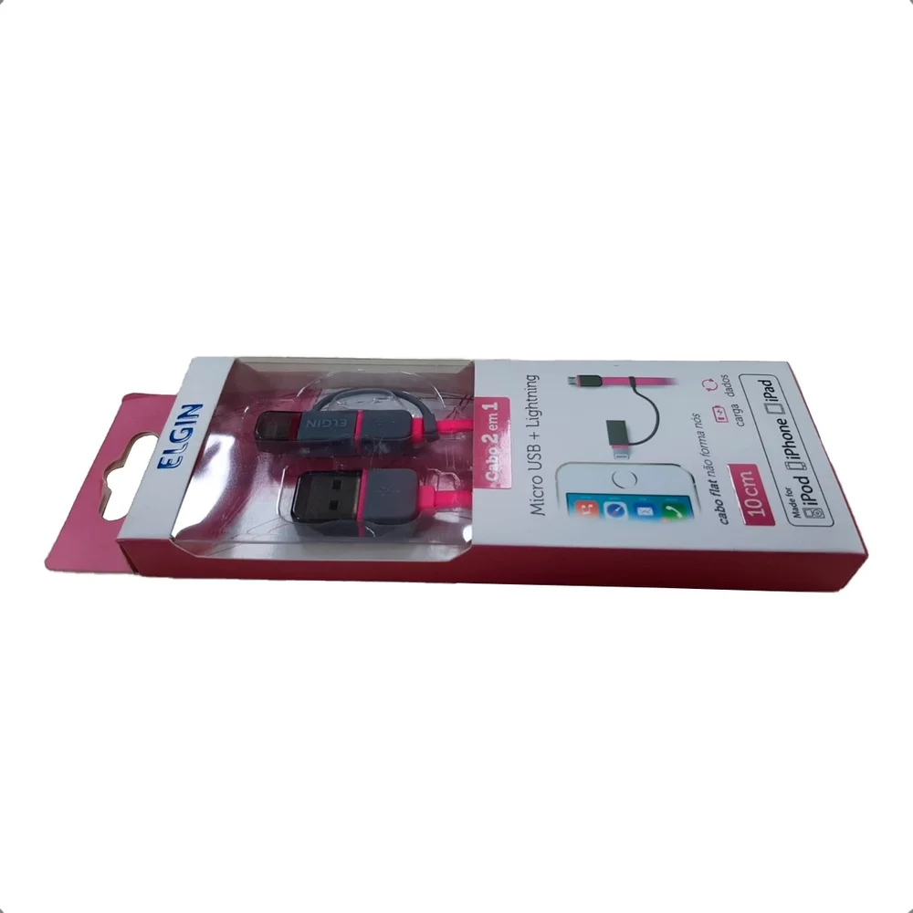 Imagem 5 de 5 do produto Cabo 2 Em 1 - Lightning E Micro Usb - 10cm Rosa - 46rcapmir010