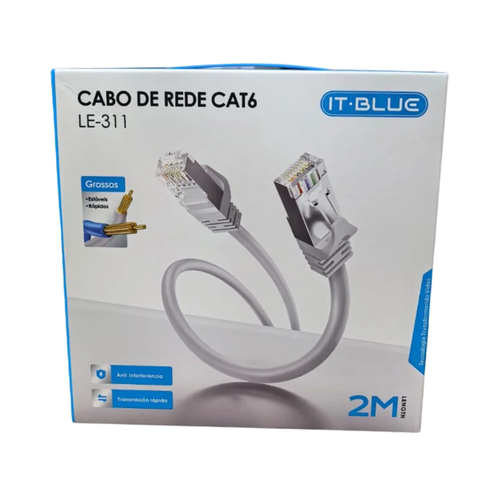 Imagem 3 de 4 do produto Cabo De Rede Cat6 2m Rj45 Ethernet Lan Internet 1000mbps