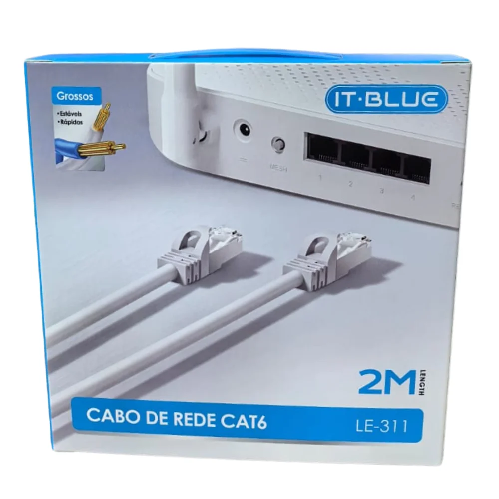 Imagem 4 de 4 do produto Cabo De Rede Cat6 2m Rj45 Ethernet Lan Internet 1000mbps