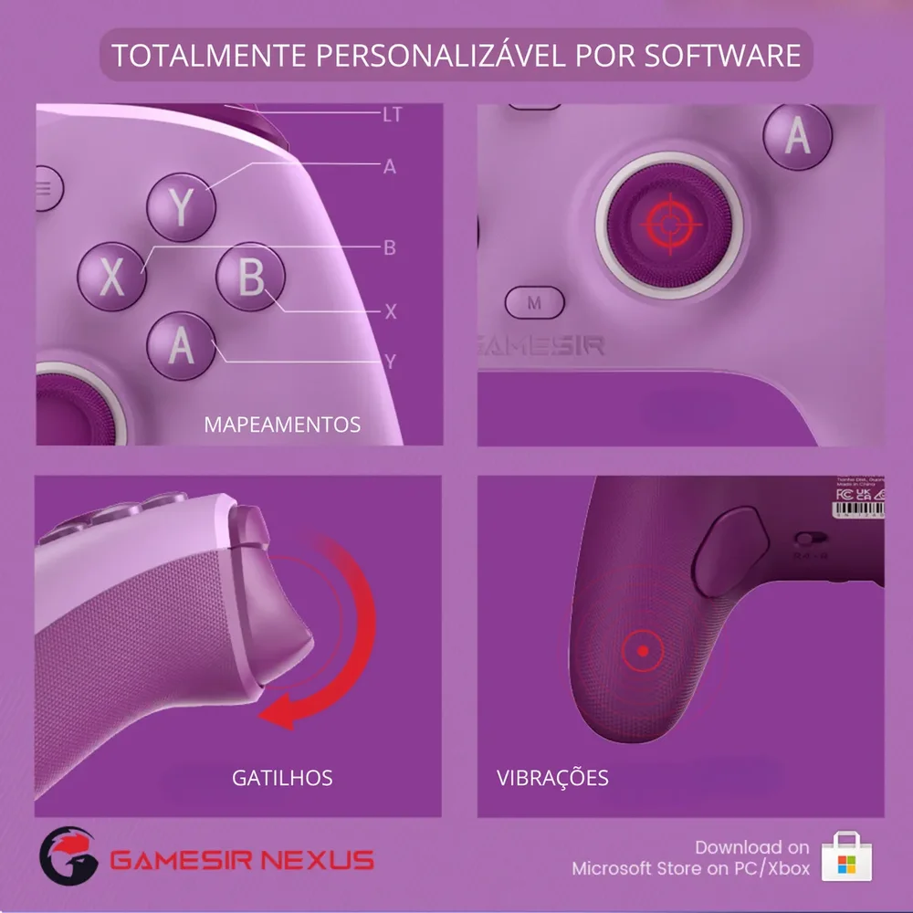 Controle Gamesir G7 Se Com Fio Para XBOX Series X|s, XBOX One E PC – Hall Effect – Roxo Controle Gamesir G7 Se Com Fio Para XBOX Series X|s, XBOX One E PC – Hall Effect – Roxo