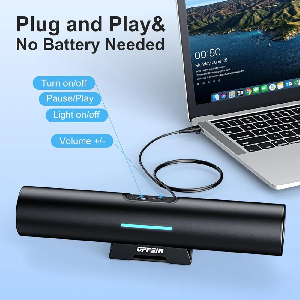 Imagem 2 de 5 do produto Caixa De Som Para PC Soundbar Kpbm Ka538 – Som Potente, Compacto E Moderno