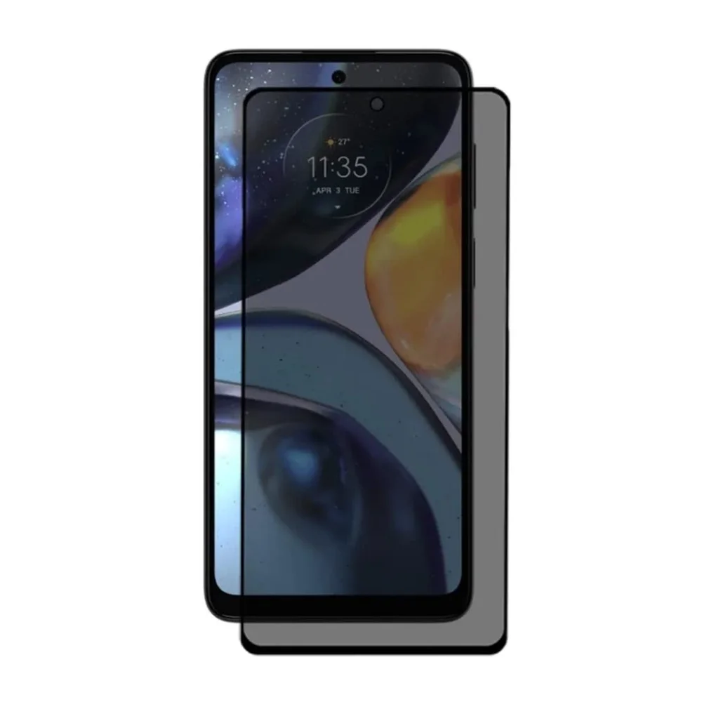 Imagem 5 de 5 do produto Capa Silicone Aveludada Preta + Película 3d Privacidade Vidro Para Moto G22