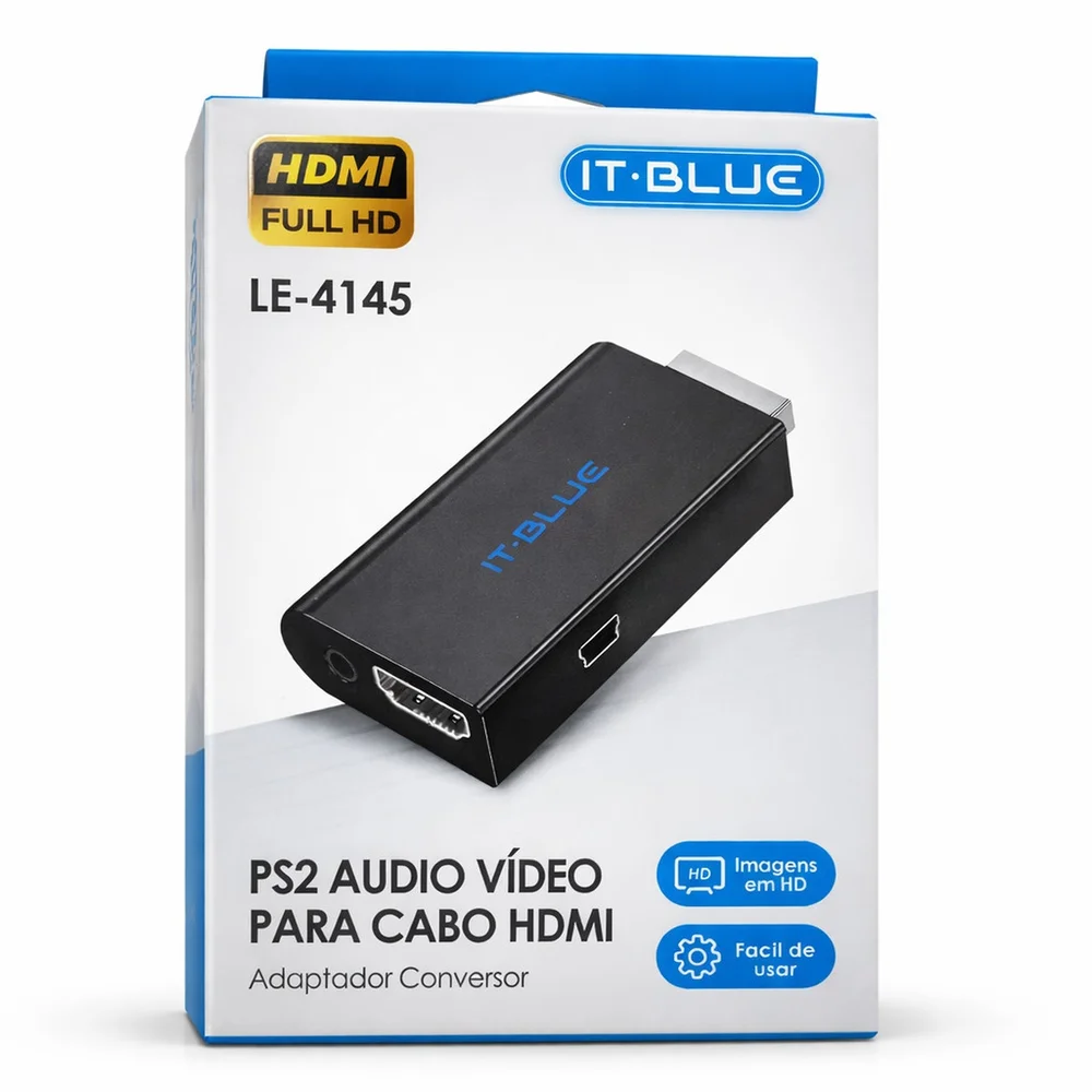 Adaptador Conversor Ps2 Para HDMI Áudio E Vídeo Sincronizados Imagem Hd Plug And Play Para Tv Monitor Projetor Le-4145