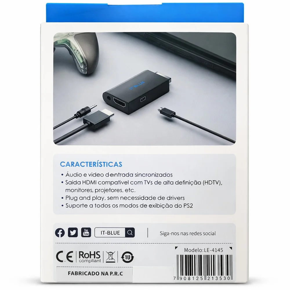 Adaptador Conversor Ps2 Para HDMI Áudio E Vídeo Sincronizados Imagem Hd Plug And Play Para Tv Monitor Projetor Le-4145 Adaptador Conversor Ps2 Para HDMI Áudio E Vídeo Sincronizados Imagem Hd Plug And Play Para Tv Monitor Projetor Le-4145